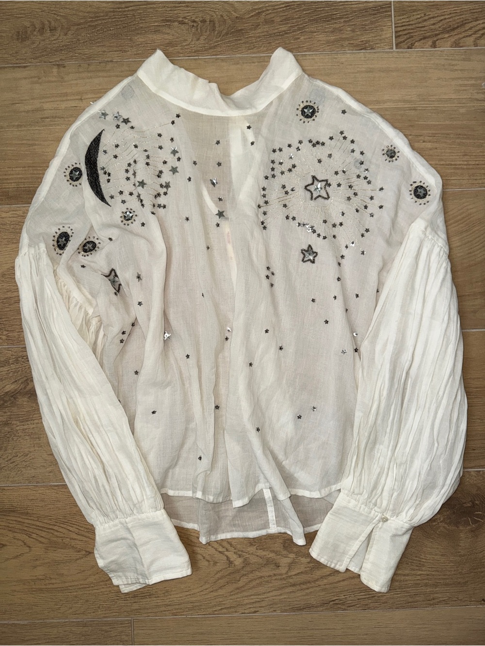 Free People Wishing On A Star Celestial Embellished High-Neck Blouse - Picture 2 of 6